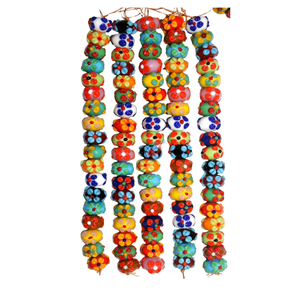 Cuentas Sueltas de Vidrio de Murano Hechas a Mano con Diseño Floral Multicolor de 12-18 mm |   Cuentas Decorativas Redondas en Relieve para Decoración de Festivales - Product Image 1