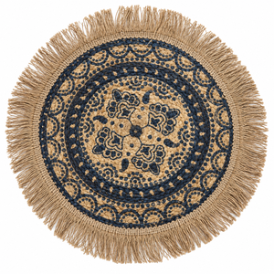 Hometex Handwoven Natural Jute Braided Area <b>Rug</b> with Bohemian Pattern <b>Washable</b> for Modern Home Decor - Product Image 1
