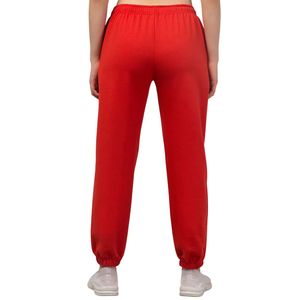 Pantalon de jogging en molleton rouge pour femme, taille mi-haute, fermeture élastique, longueur intégrale, décontracté, avec poches, couleur unie - Product Image 6