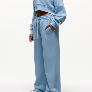 <b>Women</b>’s Baggy Fit Fleece Sweatpants Soft Casual <b>Jogger</b> Trousers Elastic Drawstring Waist Wide <b>Straight</b> <b>Leg</b> Lounge Streetwear - Product Image 2