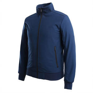 Veste coupe-vent décontractée pour homme personnalisée, bleue, à fermeture éclair, col haut, poches latérales zippées - Product Image 2