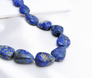 Collier de perles en lapis-lazuli, forme poire, 16 pouces, lapis-lazuli naturel, perles lisses pour la création de bijoux fins, perles de qualité supérieure - Product Image 2