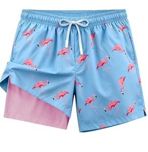 Swimming <b>Floral</b> Print Board <b>Shorts</b> Quick Dry Drawstring <b>Swim</b> Trunks Casual Beach <b>Shorts</b> Light Blue Pink Pattern Swimwear <b>Shorts</b> - Product Image 1