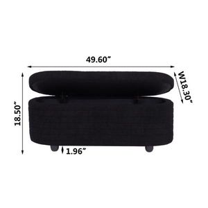 Panca Moderna Nera in Velluto Teddy con Contenitore, Sgabello da Fondo Letto per Soggiorno, Ingresso, Camera da Letto - Product Image 4