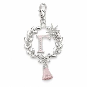 Breloques de sororité de luxe en or avec pendentif lettre, perle et nœud en strass pour bracelet de sœurterie personnalisé - Product Image 5