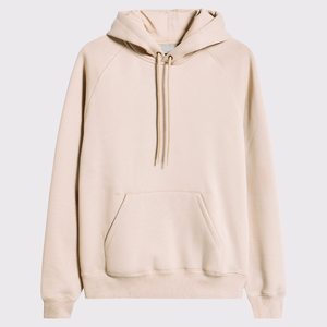 Sweat à capuche surdimensionné personnalisé en coton lourd 100 % pour homme, style streetwear, avec poche kangourou beige - Product Image 5