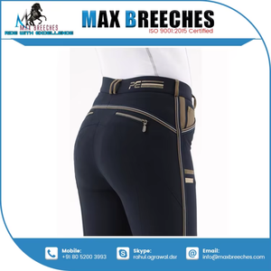 Jodhpurs d'équitation en nylon et cuir de haute qualité et confortables |   Pantalon d'équitation avec patchs de genou en silicone imprimé intégral - Product Image 4