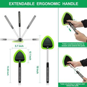 Kit de nettoyage des vitres intérieures de voiture, poignée extensible, 4 tampons en microfibre, outil de nettoyage du pare-brise, kit d'outils de lavage de pare-brise automobile - Product Image 5