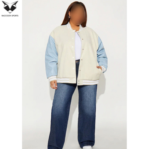 Fashionable For Daily Wear Good Selling Highest Quality Customized Made Newest Women Genuine Material Varsity Winter <b>Jackets</b> - Product Image 3