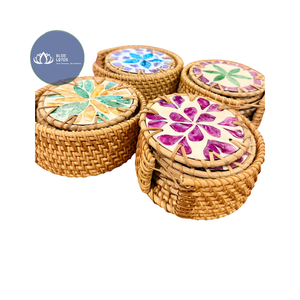 BEST SELLER High Quality Rattan Ceramic Coaster Modern <b>Table</b> Decor Wholesale - Product Image 1