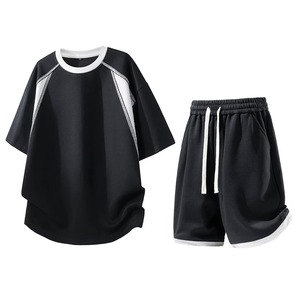 Nuevo Conjunto de Dos Piezas de Camiseta Polo para Hombre con Logotipo Personalizado OEM, Bloques de Color y Cuello Redondo, Camiseta de Manga Corta y Pantalones Cortos Casuales de Verano - Product Image 1