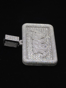 Colgante Jerry Letter de Moissanita, Plata 925 con Baño de Rodio, Corte Redondo, Unisex, Amuleto de Lujo - Product Image 6