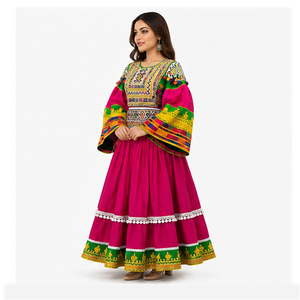 Vestidos Tradicionales Afganos para Mujer, los Más Populares para Fiestas, Trajes Hechos a Mano con Bordados, Lentejuelas y Encaje, Vestido Kuchi Afgano Natural - Product Image 3