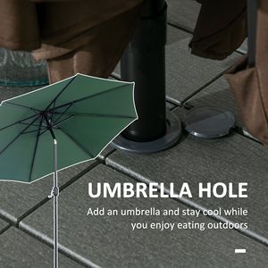 Set da Pranzo da Esterno a 6 Pezzi con Tavolo, Sedie, Divanetto, Foro per Ombrellone e Cuscini per Bordo Piscina/Giardino, con Rivestimento a Polvere - Product Image 5