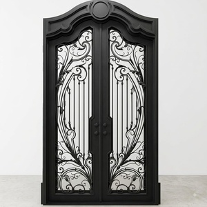 Royal Luxury KHP-DG-003 Modern Wrought Iron Main Gate with Arched Design Rust-Resistant Properties Easy Assembly Painted Finish - Product Image 1