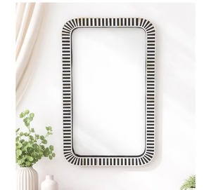 MDF Resin Leaf Design Custom Modern Hexagon Resin Wall Hanging <b>Mirror</b> <b>Frame</b> Handmade for Home Decor-for Bedroom Bathroom - Product Image 4