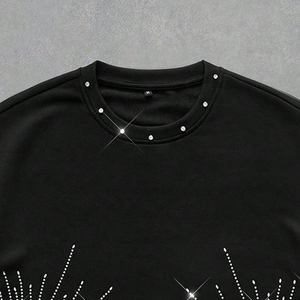 เสื้อยืดผู้ชายแฟชั่นใหม่สั่งทำพิเศษ ผ้าฝ้าย 100% ประดับเพชร คุณภาพสูง เสื้อยืดเปล่าเรียบง่าย สไตล์ลำลองสำหรับผู้ชาย - Product Image 3