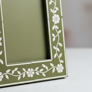 Handcrafted Beige Bone Inlay Photo Frame with Floral <b>Vine</b> Design Luxury Decorative Picture Frame for Home & Office Decor - Product Image 6