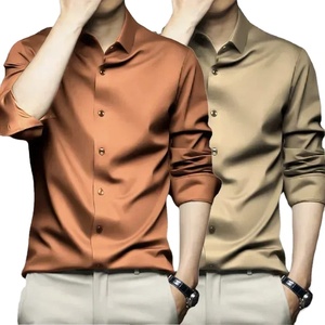X-6XL Orange <b>Men's</b> Long Sleeve <b>Shirt</b> Luxurious Wrinkle Resistant and Non ironing Solid Business Casual Dress <b>Shirt</b> - Product Image 4