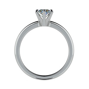 18KT White Gold Marquise Lab Diamond 6 Prong <b>Plain</b> Band Solitaire Comfort Fit Shank Sleek Luxury Bridal Fine Jewelry - Product Image 5