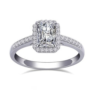 Anillo de Plata 925 con Moissanita VVS, Anillo de Compromiso de Lujo Chapado en Plata Brillante, Estilo Urbano, Joyería Hip Hop para Mujer - Product Image 3