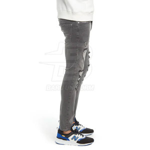 Jean décontracté pour homme coupe droite avec logo personnalisé 100% coton respirant, tenue quotidienne élégante - Product Image 4
