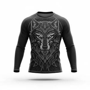 Camiseta de compresión de manga larga para Jiu Jitsu y MMA, sublimada a medida, con logo de surf, venta al por mayor para hombre, modelo 2026 - Product Image 3