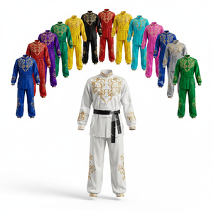Uniforme de Artes Marciales de Kung Fu Tradicional Impreso a Medida, Conjunto de Uniforme de Karate, Wushu y Tai Chi con Diseño de Cadena Bordada Personalizado - Product Image 1