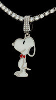 Mignon assis chiot chien émail pendentif colliers pour femmes enfants Animal de compagnie fidèle ami 925 étourneau bijoux en argent pendentif