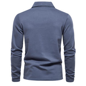 Chemise polo à manches longues pour homme, style automne/hiver, col classique, couleur unie, décontractée - Product Image 4