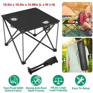 Tavolino Pieghevole Compatto da Esterno con Borsa per il Trasporto, Tessuto 600D Resistente all'Acqua, Struttura in Acciaio, Montaggio Senza Attrezzi, Supporta 20 kg per Uso Esterno - Product Image 1