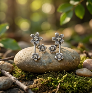 DIVYORO <b>SILVER</b> FLORAL STUDS - Product Image 4