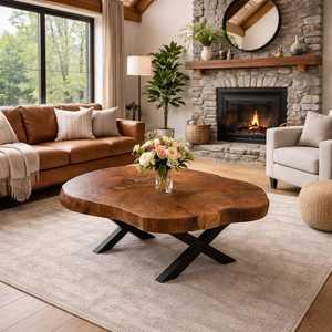Handcrafted Modern Natural Antique <b>Epoxy</b> Log Wood <b>Coffee</b> <b>Table</b> Solid Design Durable for Small Apartment Living Room Home Use - Product Image 2