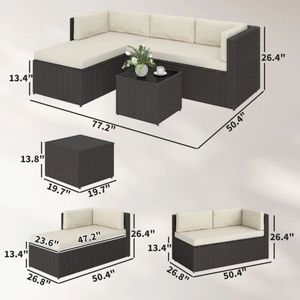Juego de Muebles de Terraza Beige de 3 Piezas, Juego de Muebles de Jardín para Patio Exterior - Product Image 6