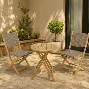 Ensemble bistrot moderne en osier avec rotin PE pour usage extérieur dans les villas, fermes, parcs, appartements, cours, jardins et installations de loisirs - Product Image 1