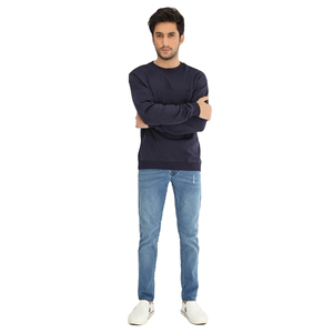 Men's Thick Pullover <b>Jumpers</b> O Neck Long Sleeves Sweatshirt Embroidery Logo Winter Fleece Designer Solid Pattern 100% Cotton - Product Image 3