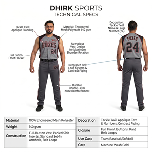 Maillot d'équipe personnalisé en polyester respirant et sublimé pour hommes avec boutons intégraux pour les Yorkville Foxes par Dhirk Sports - Product Image 5