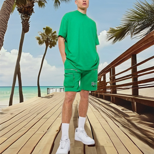 2025 verano Vintage desgastado ácido lavado Hombre Pantalones cortos nueva Alta Calidad Baggy Fleece Terry toda la tela tejido de punto de secado rápido - Product Image 3