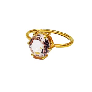 Daily Wear 925 Sterling Silver Gold Plated Round Shape Rose <b>Quartz</b> Gemstone Classic Ladies Finger <b>Ring</b> - Product Image 2