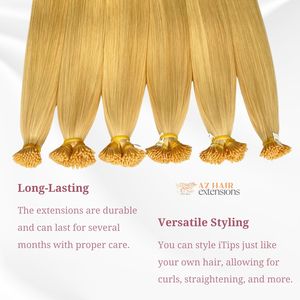 2025 Venta caliente puntas de cabello humano de queratina doble dibujado cutícula virgen alineada I Tip extensiones de cabello humano 100 piezas - Product Image 3