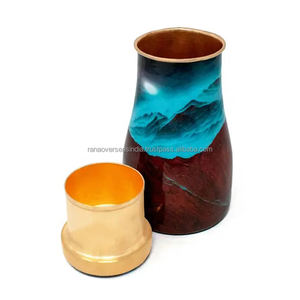 Bouteille de chambre en cuivre pur de qualité supérieure 1100 ML Himalaya Meena Print Design Anti-fuite Ayurvédique Drinkware Pot en cuivre - Product Image 1
