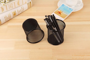 Sleek Silver Metal Pencil Holder Cup Desktop & <b>Drawer</b> Organizers - Product Image 3