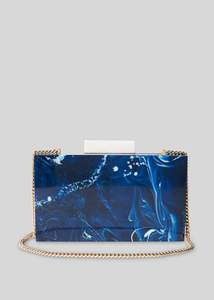 Nouvelle Pochette de Soirée de Luxe Moderne en Acrylique Portable, Finition Miroir, Broderie Bleue, Chaînes, Style Indien Ouvert - Product Image 4
