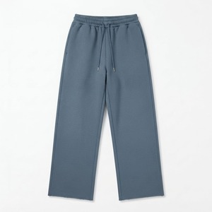 Dusty Blue Grey Wide Leg Sweatpants Relaxed Fit Elastic Waist Casual <b>Lounge</b> <b>Trousers</b> OEM ODM Apparel - Product Image 1