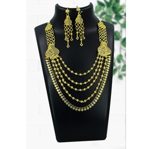 Collier avec boucles d'oreilles Parure de bijoux Plaqué or en laiton pur Parure de bijoux haute qualité pour les Émirats Arabes Unis Dubaï Collier turc Design Collier - Product Image 4