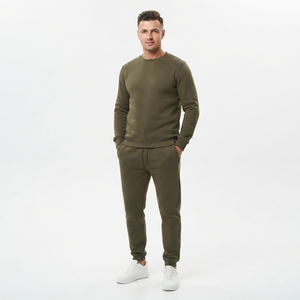 <b>Men</b> Casual Solid Sweatsuit Heavyweight Cotton Blend <b>Pullover</b> Crewneck Tracksuit Bulk Supplier Custom Apparel Manufacturer - Product Image 6