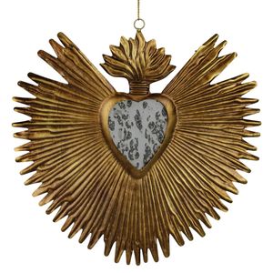 Miroir mural de luxe en or, motif Cœur Sacré, style vintage éclat de soleil, miroir décoratif pour salon, hôtel, maison - Product Image 4
