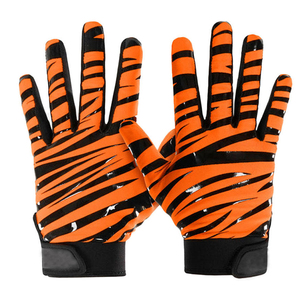 Customized Anti-Slip Spandex/Polyester Football Receiver Gloves High Quality Lightweight Breathable <b>Hook</b> Loop Closure Sports - Product Image 2