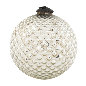 Adorno Colgante de Cristal Plateado Decorativo al por Mayor, Bola Redonda de Diseño Vintage para Decoración de Árboles Navideños - Product Image 1