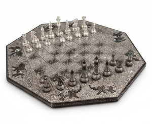 Juego de Ajedrez de Metal con Acabado Brillante, Diseño Tradicional, Escultura Decorativa, Regalo, Juego Hecho a Mano para Mesa - Product Image 4